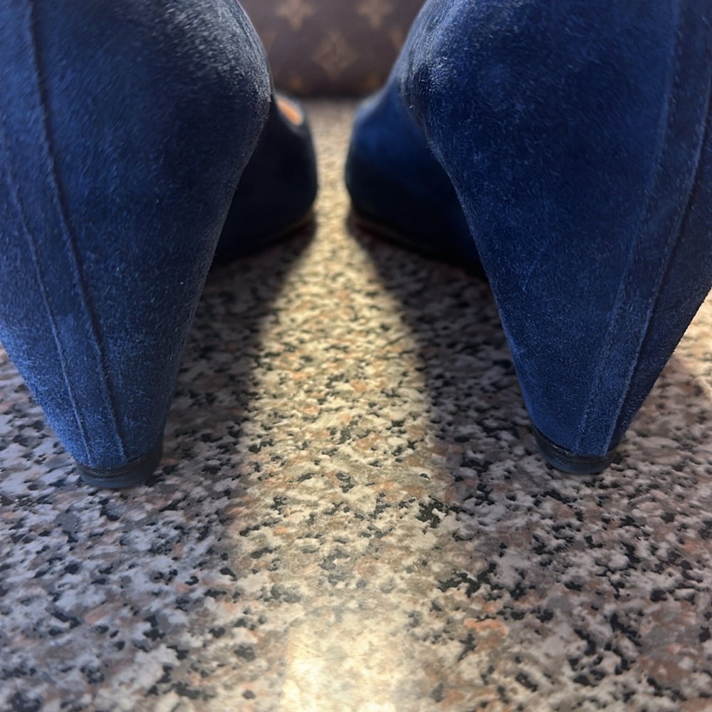 Christian Louboutin Blue Suede Wedge Heels EU 39 - Picture 6 of 14